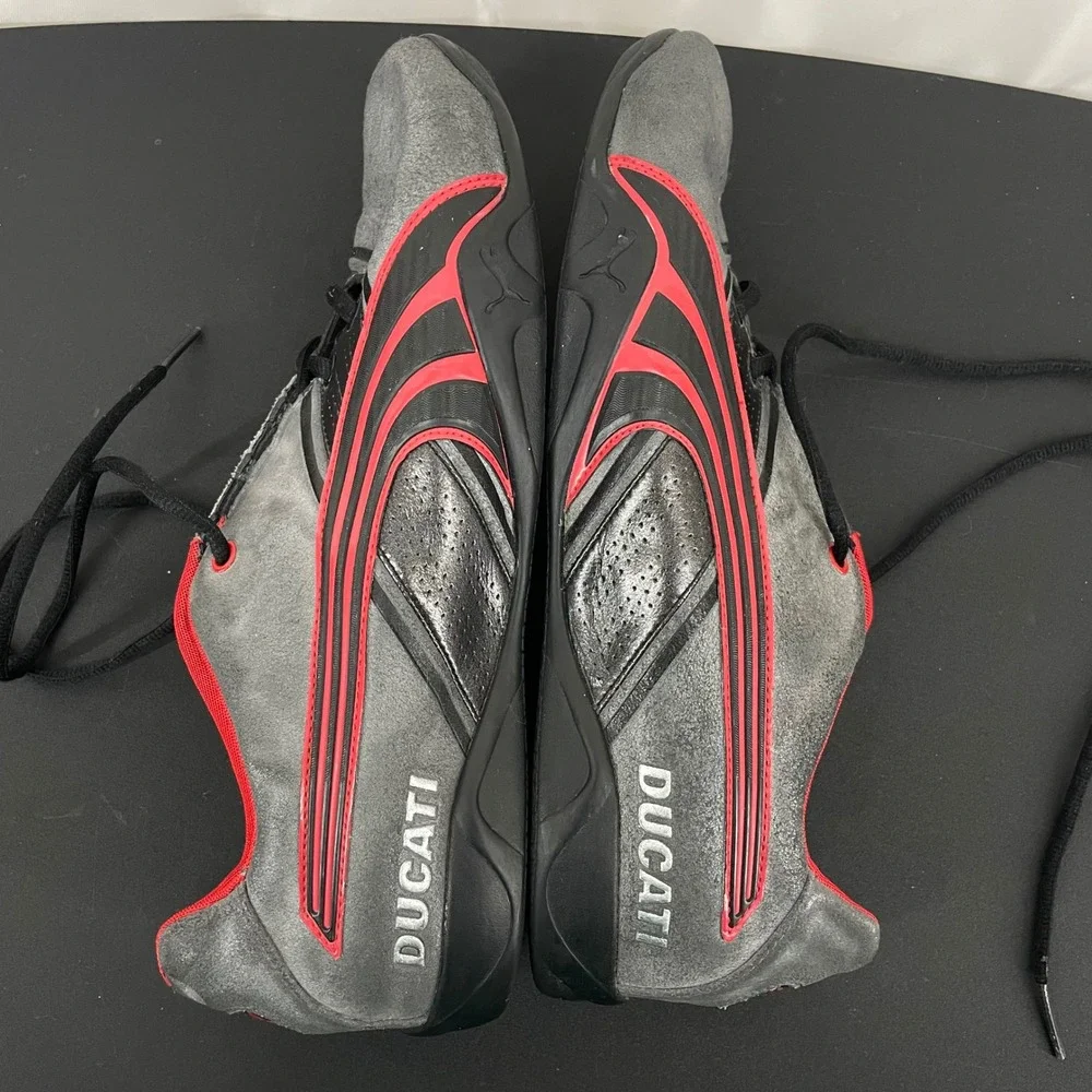 Puma Ducati Size 11.5 Motorsport Leather Sneakers Grey Red Black Racing Shoe Men
